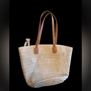 Elegant Tan Woven Tote Bag